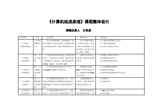 《计算机组成原理》课程整体设计