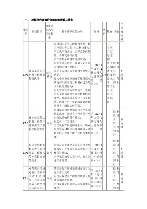 从整体层面了解和评估内部控制