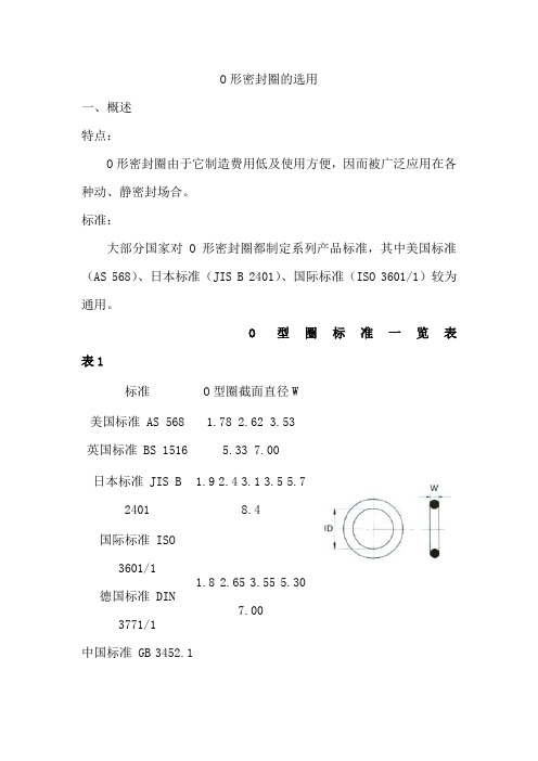 O型圈密封圈的选用