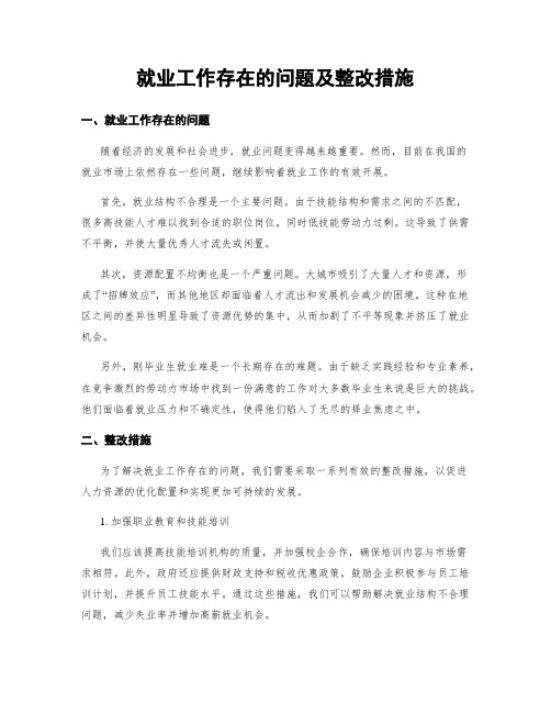 就业工作存在的问题及整改措施