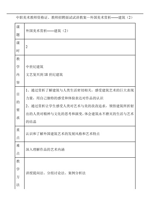 中职美术教师资格证、教师招聘面试试讲教案—外国美术赏析——建筑(2)