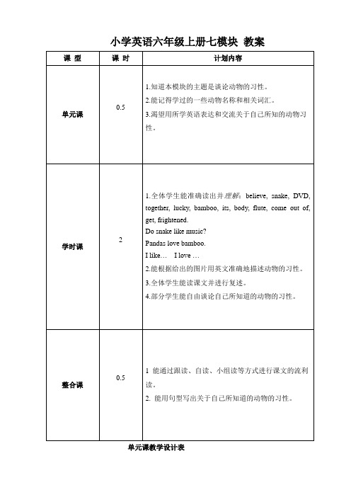 小学英语六年级上册七模块 教案