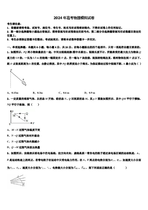 上海市交大附属中学2024届高考适应性考试物理试卷含解析