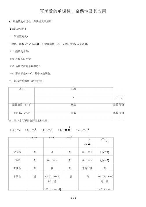 幂函数的单调性、奇偶性及其应用-高中数学知识点讲解