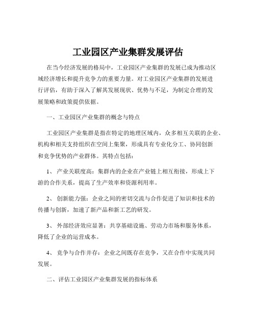 工业园区产业集群发展评估