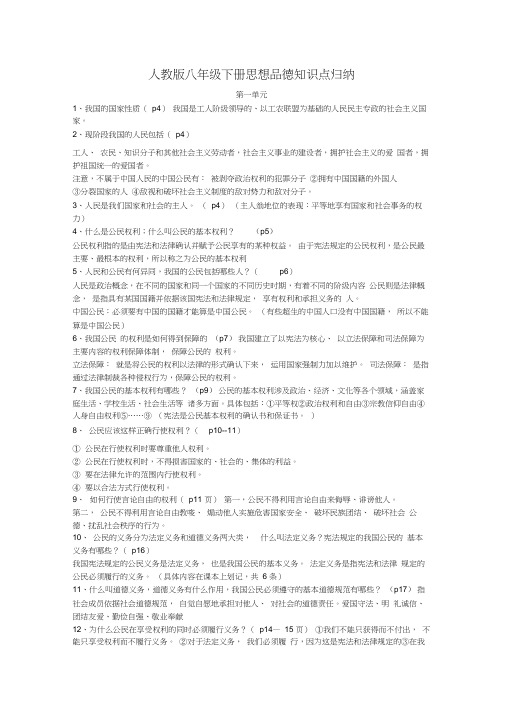 人教版八年级下册思想品德知识点归纳,推荐文档