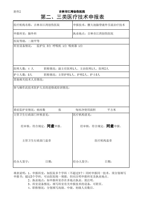 吉林省首批第二、三类医疗技术申报表.xls.xls.xls.xls4