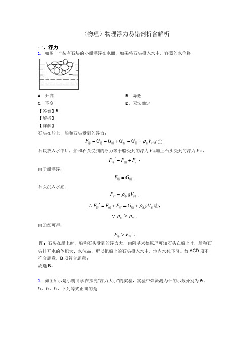 (物理)物理浮力易错剖析含解析