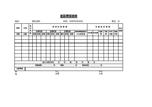 差旅费报销单通用Excel模板