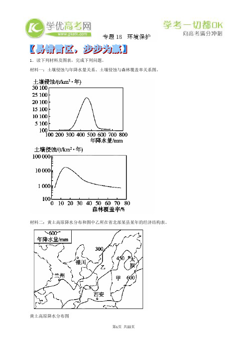 2014年高考地理黄金易错点专题汇编：专题18 环境保护