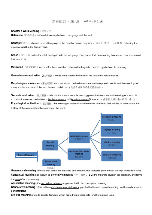 自考英语词汇学部分章节重点归纳EnglishLexicologyword精品