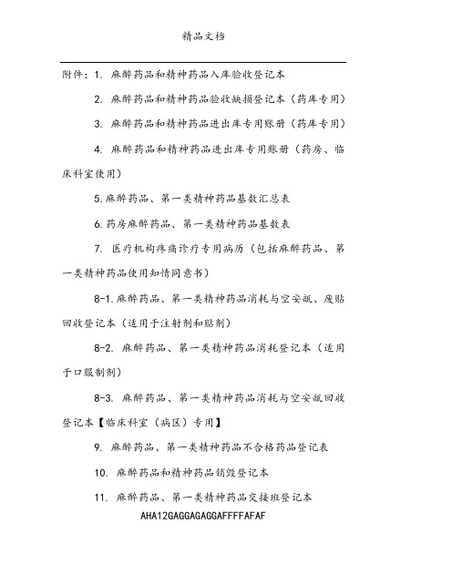 麻醉药品和精神药品入库验收登记本等表格