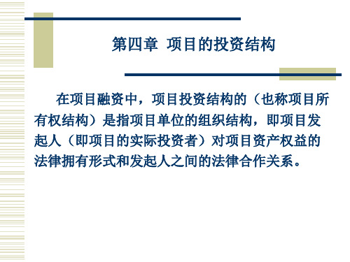 第四章 项目的投资结构
