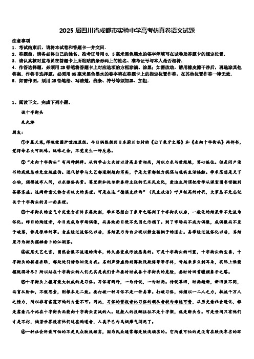 2025届四川省成都市实验中学高考仿真卷语文试题含解析