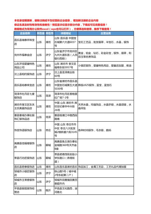 新版山东省银饰店工商企业公司商家名录名单联系方式大全28家