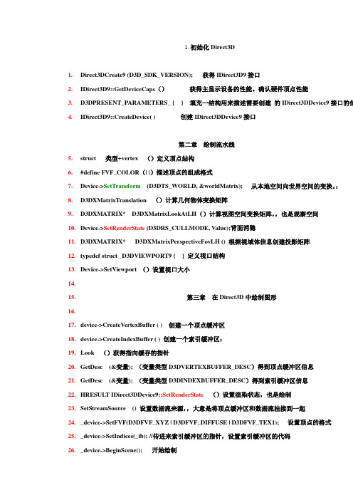 Direct3D游戏编程基础函数查询笔记