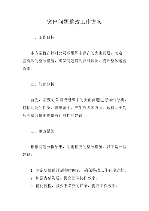 突出问题整改工作方案