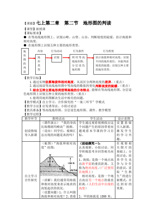 地理七年级上册第二章第二节《地形图的判读》教学设计