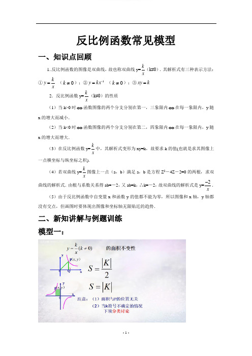 反比例函数常见几何模型