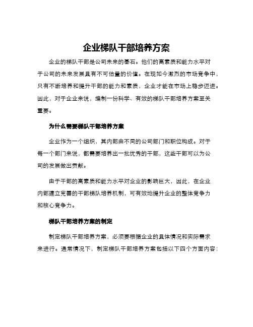 企业梯队干部培养方案