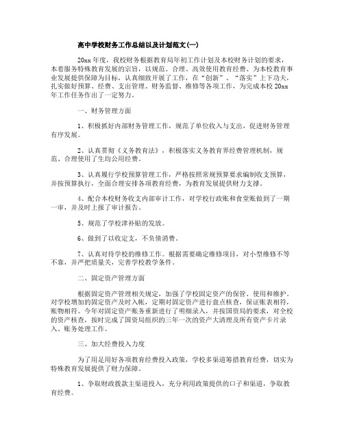 高中学校财务工作总结以及计划范文