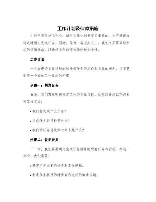 工作计划及保障措施