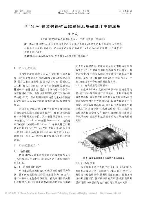 3DMine在某钨锡矿三维建模及爆破设计中的应用_文柏茂