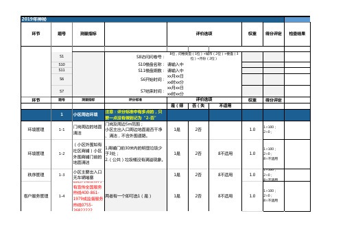 住宅服务神秘客检测标准