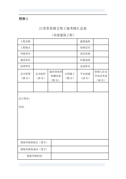 ◆江苏省文明工地验收表