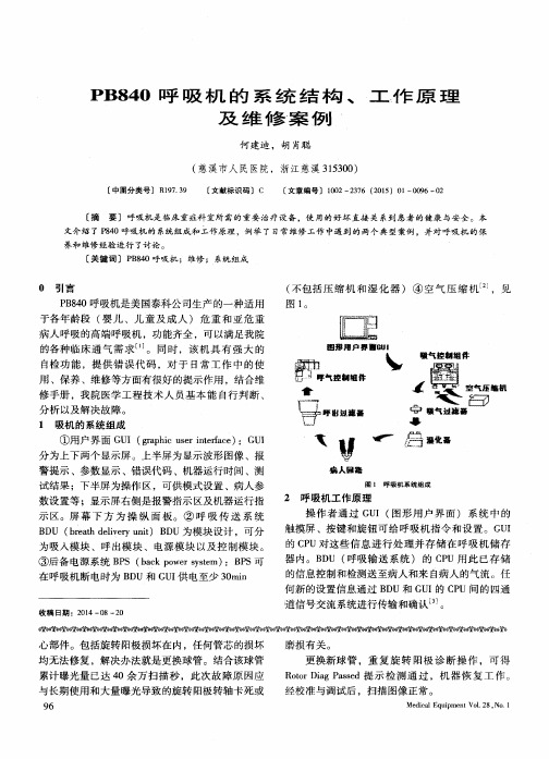 PB840呼吸机的系统结构、工作原理及维修案例