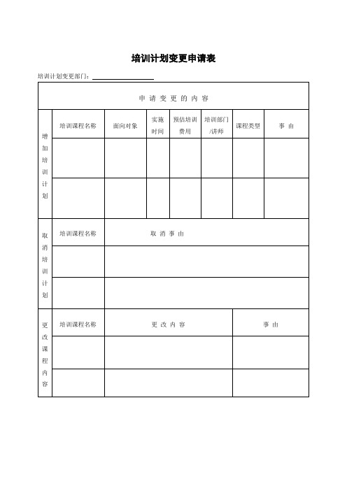 培训计划变更申请表