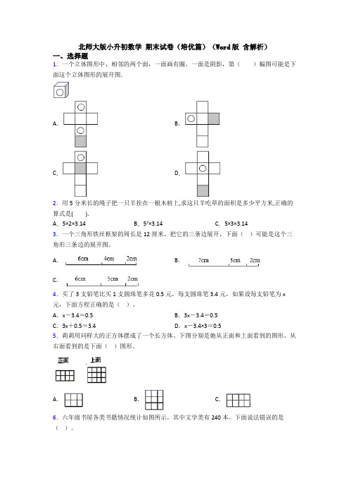 北师大版小升初数学 期末试卷（培优篇）（Word版 含解析） (3)