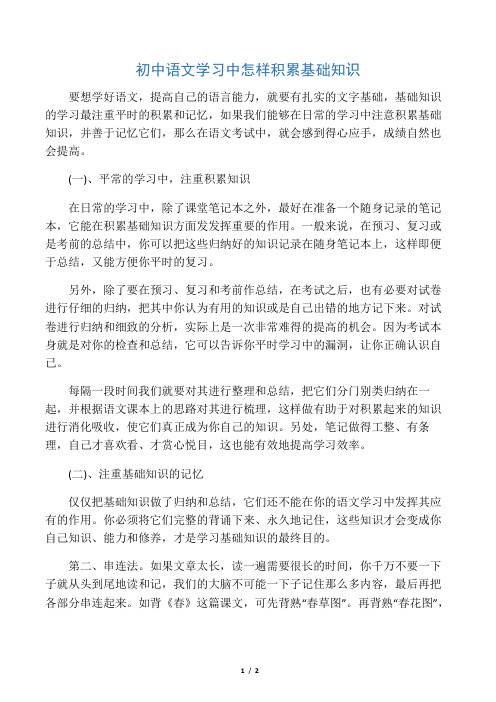 初中语文学习中怎样积累基础知识