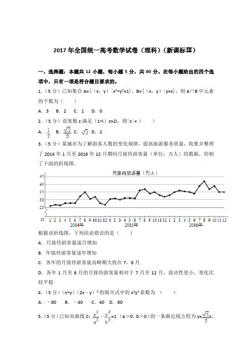 2017年全国统一高考数学试卷与解析word(理科)(新课标Ⅲ)