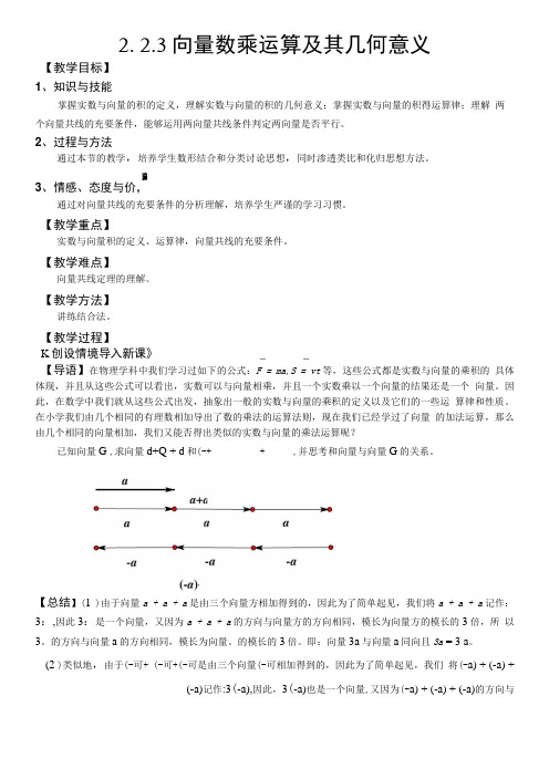 223__向量数乘运算及其几何意义(教案).doc