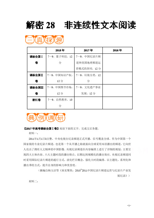 解密28 非连续性文本阅读-备战2019年高考语文之高频考点解密含解析