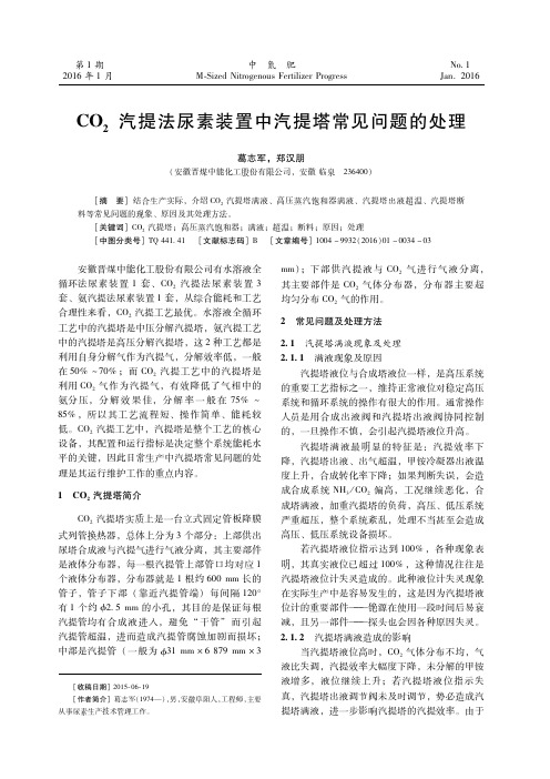 co2汽提法尿素装置中汽提塔常见问题的处理