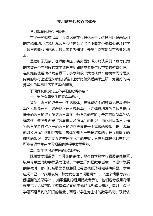 学习数与代数心得体会