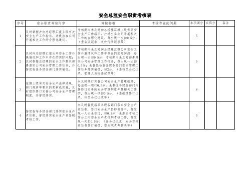 安全总监职责考核表