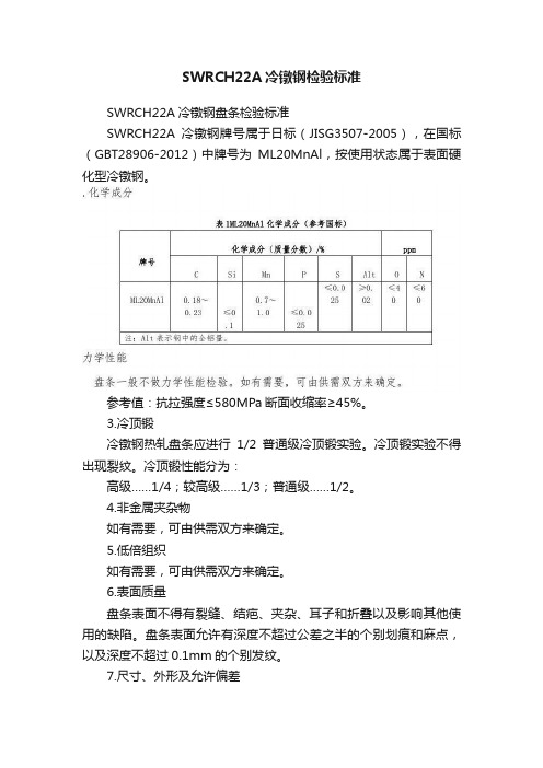 SWRCH22A冷镦钢检验标准