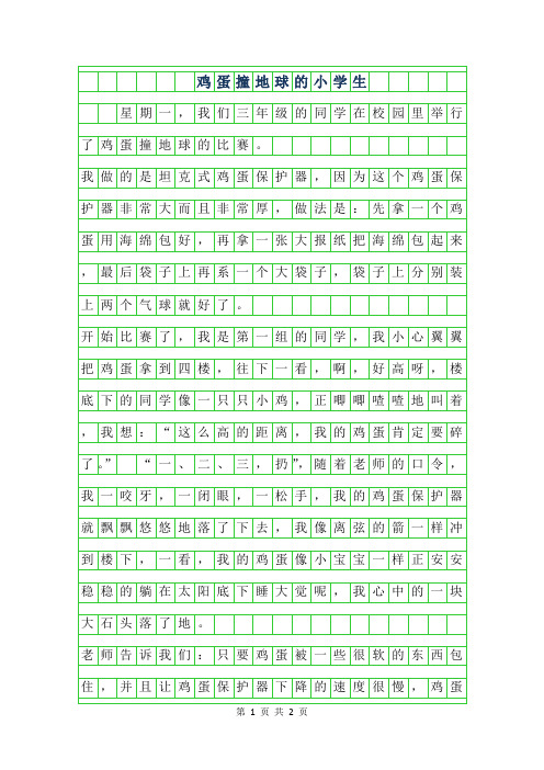 2019年鸡蛋撞地球的小学生作文