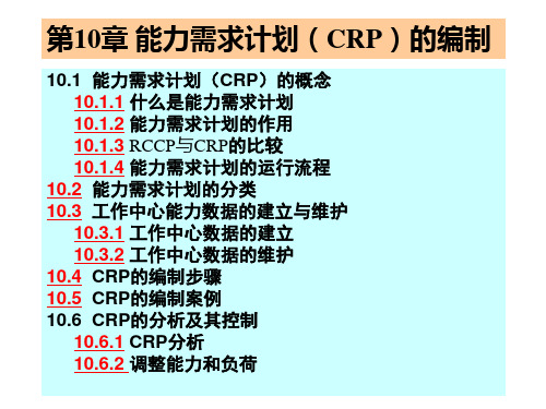 第10章 能力需求计划(CRP)的编制