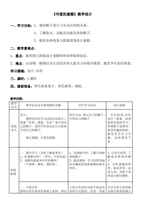 四年级上册美术教案-6.17 可爱的童帽丨岭南版 (10)