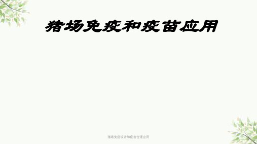 猪场免疫设计和疫苗合理应用课件