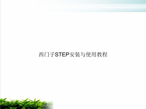 西门子STEP安装与使用教程PPT实用版