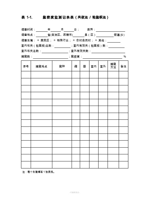 病媒生物监测记录表