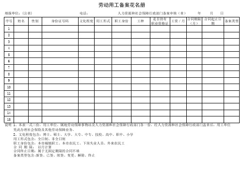 劳动用工备案花名册