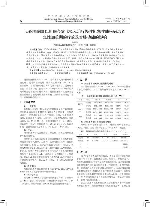 头孢哌酮舒巴坦联合雾化吸入治疗慢性阻塞性肺疾病患者急性加重期