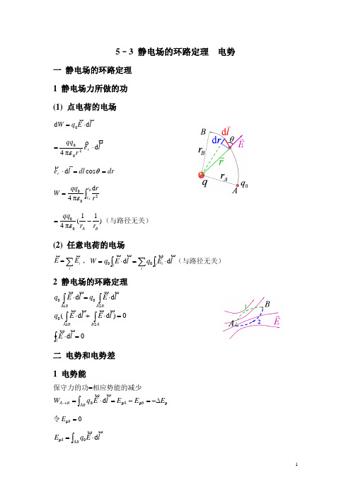 5-3静电场的环路定理 电势能 电势1