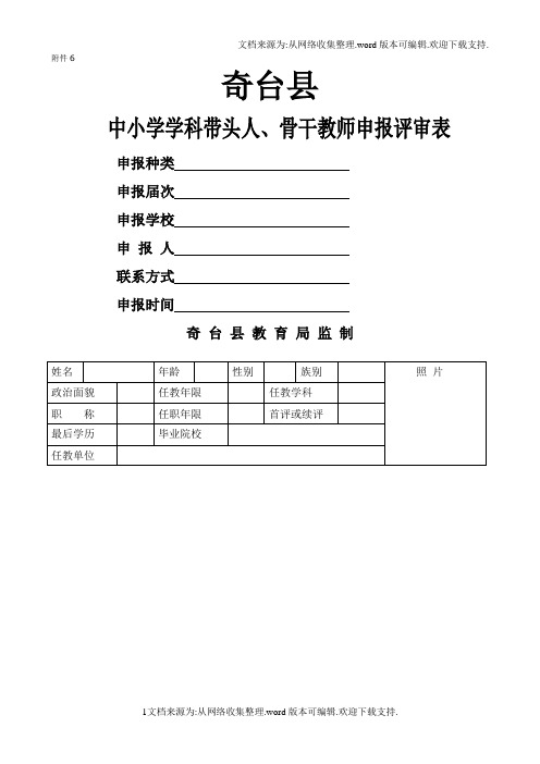 申报表学科带头人